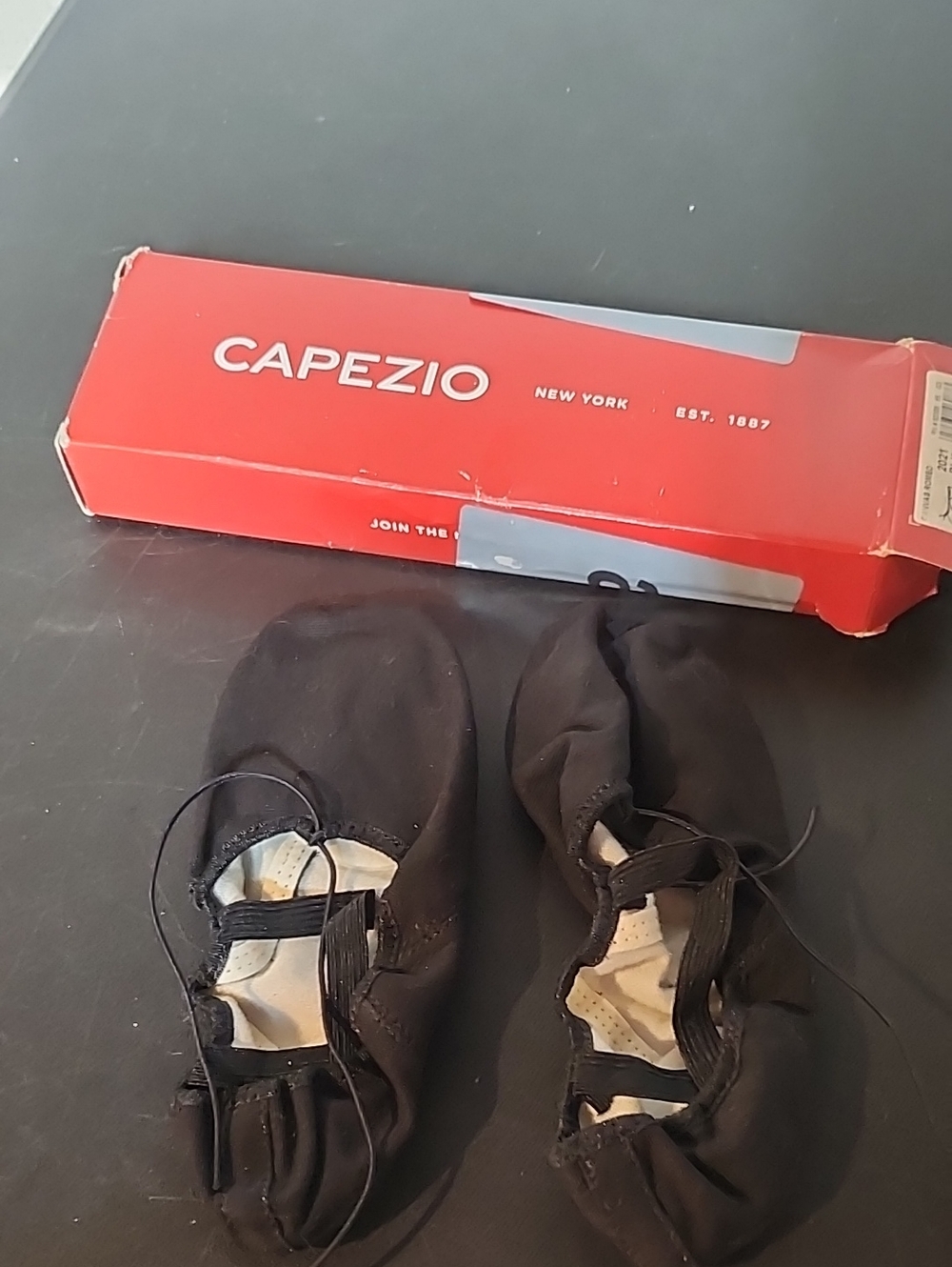 Capezio Black Canvas Ballet Shoes with Red Box